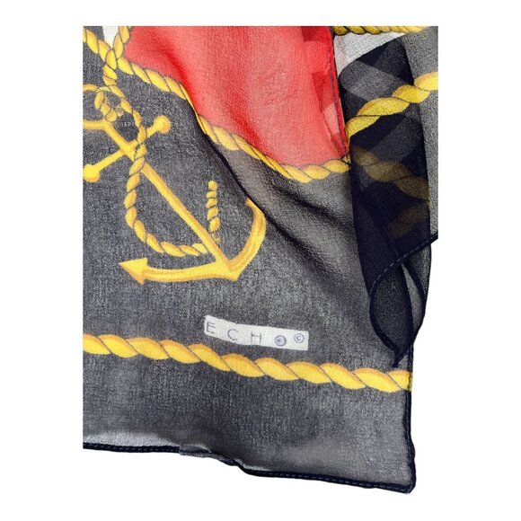 Echo Sheer Chiffon Scarf – Nautical Anchors & Rope Chain Print - Picture 3 of 4